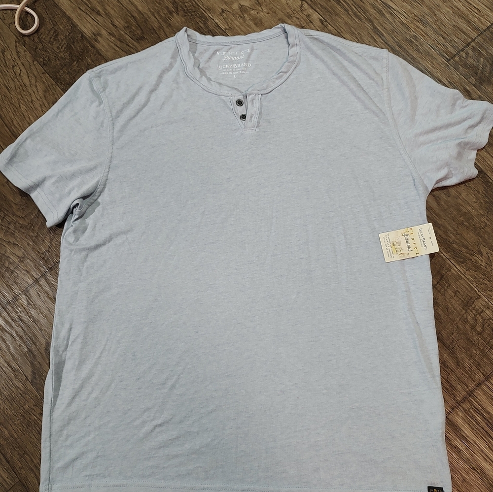 Lucky Brand Venice Burnout Top Size L Light Grey - Picture 4 of 11
